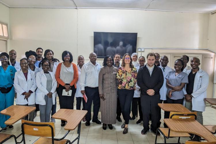 Dr. C. Onyambu-Chairman -DIRM- with Faculty and Radiology Residents together with visitors Dr. ANNE Mieke- Pediatric Radilogist from Norway and Mr. Mackenzie Power from LUXSONIC Technologies.